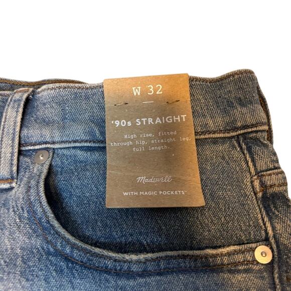 Madewell 90s Straight Jeans High Rise Size 32 Blue Denim Magic Pockets NWT - Picture 8 of 11